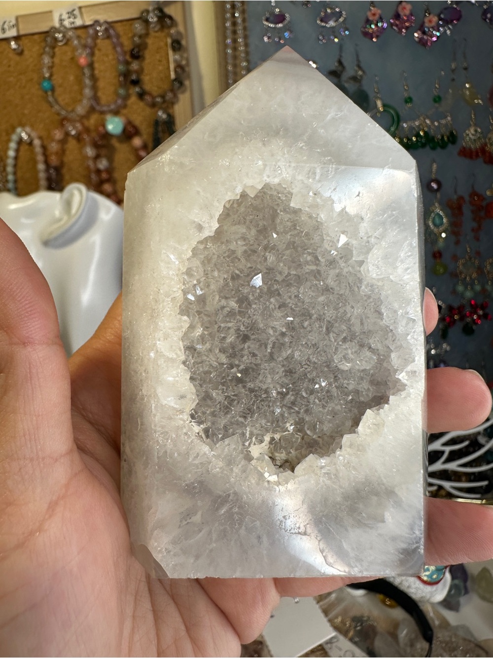 Elegant White and Gray Crystal Tower Decor 3.77×2.3×1.36 inches